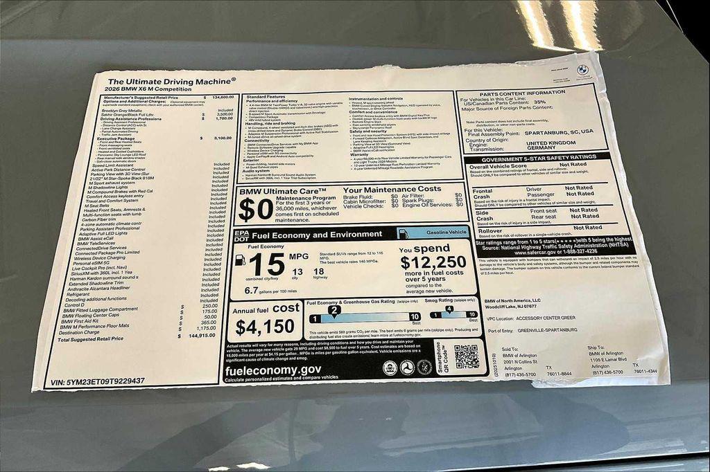 new 2026 BMW X6 M car, priced at $144,915