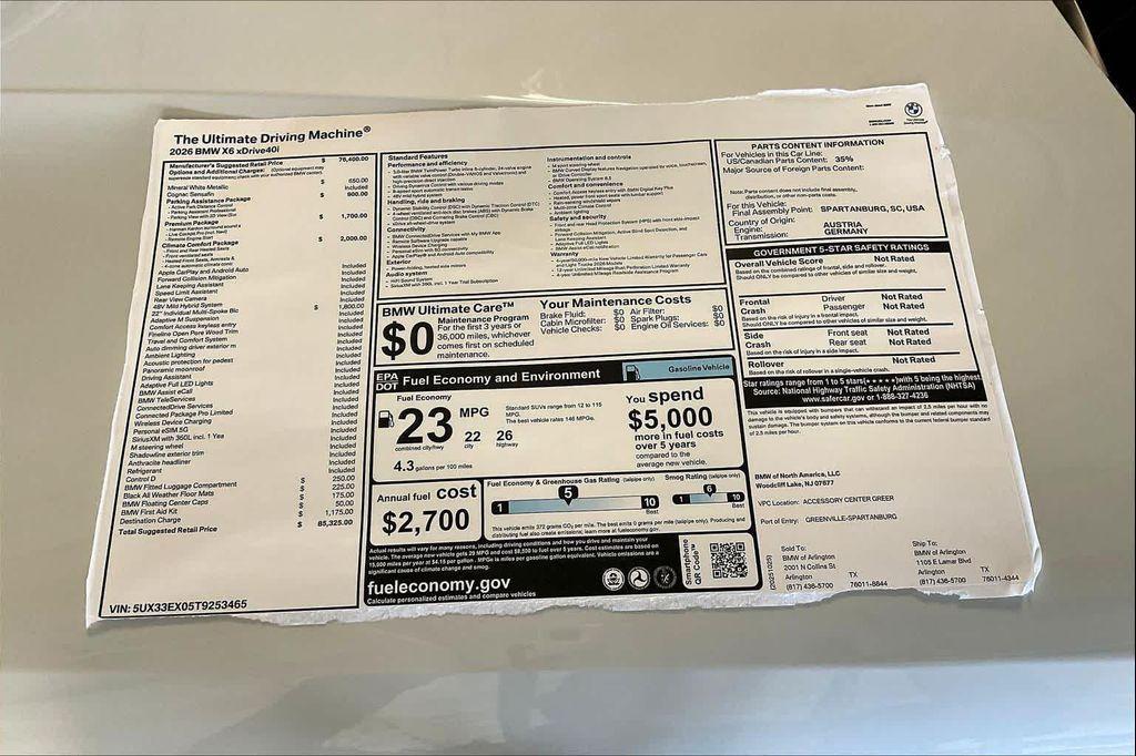 new 2026 BMW X6 car, priced at $85,325