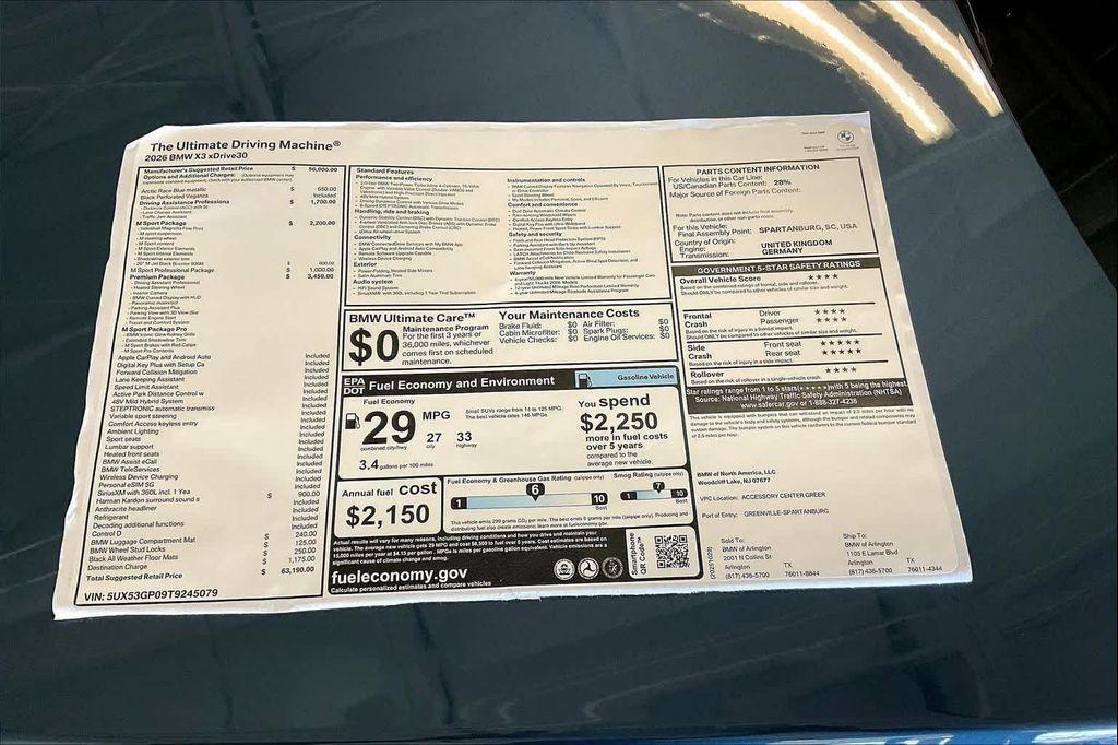new 2026 BMW X3 car, priced at $63,190