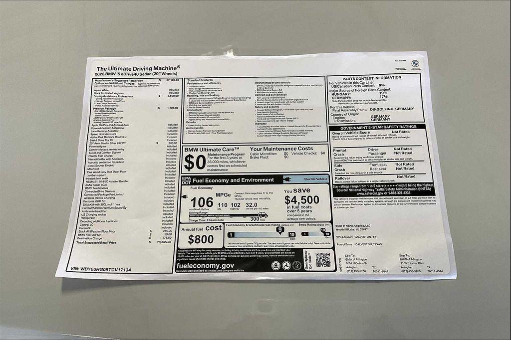 new 2026 BMW i5 car, priced at $73,565