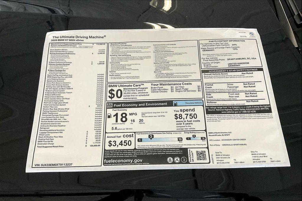 new 2026 BMW X7 car, priced at $120,660