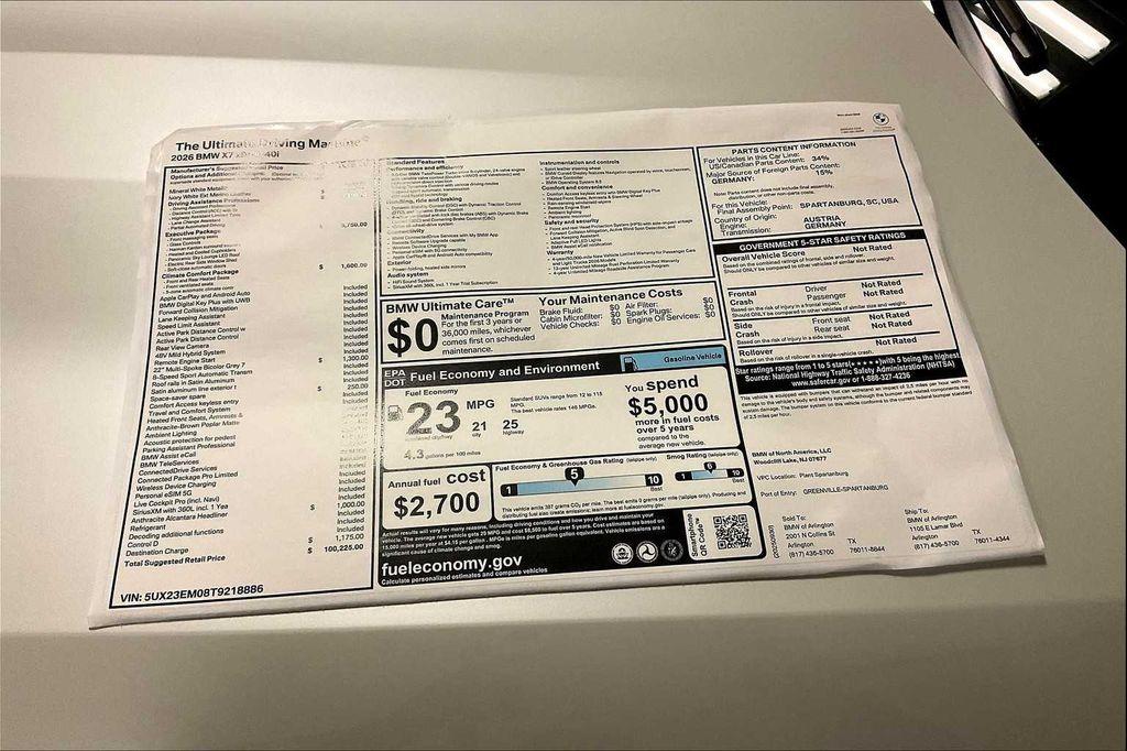 new 2026 BMW X7 car, priced at $100,225