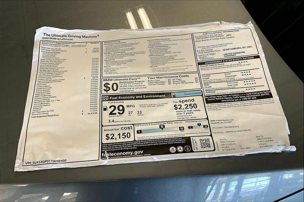 new 2026 BMW X3 car, priced at $55,220