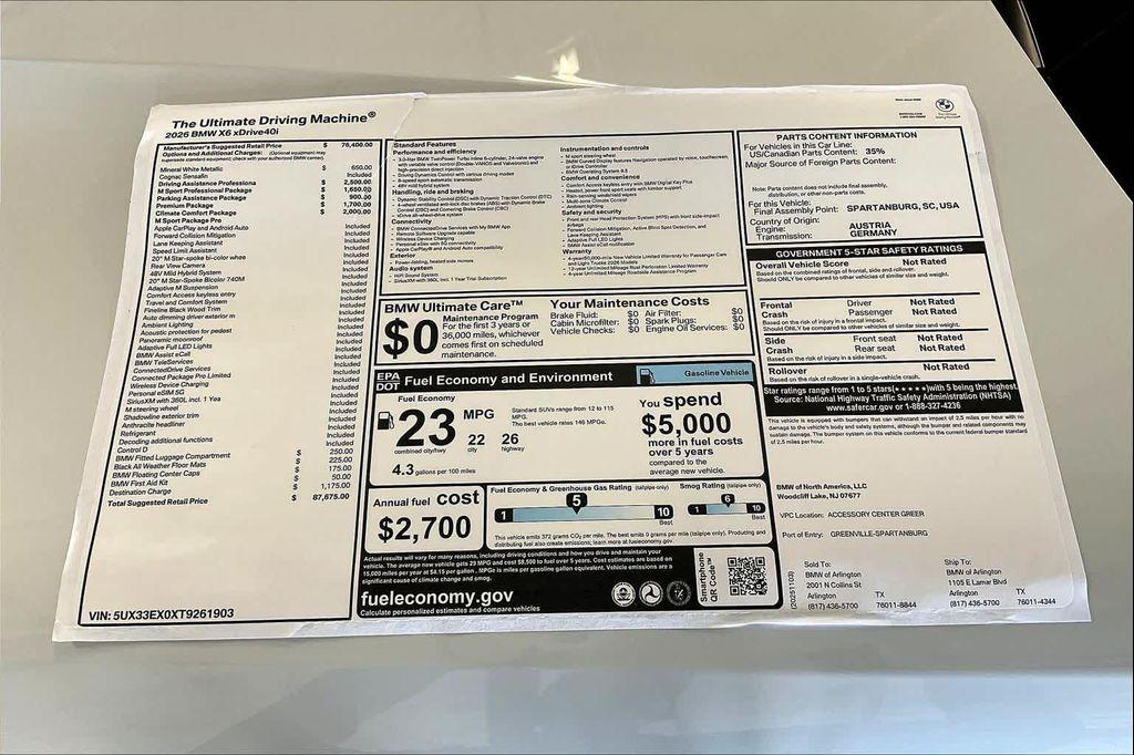 new 2026 BMW X6 car, priced at $87,675