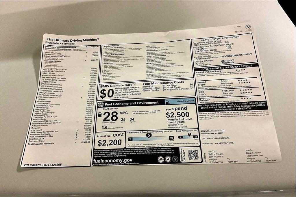 new 2026 BMW X1 car, priced at $50,430