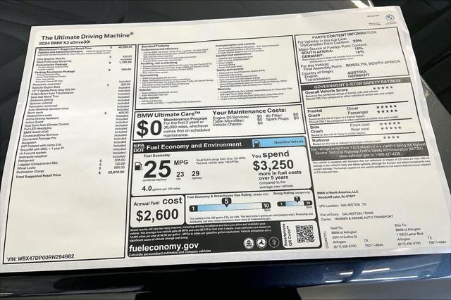 new 2024 BMW X3 car, priced at $52,070