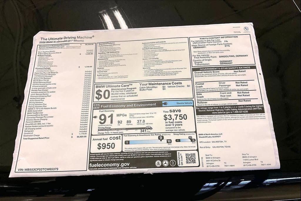 new 2026 BMW iX car, priced at $95,925