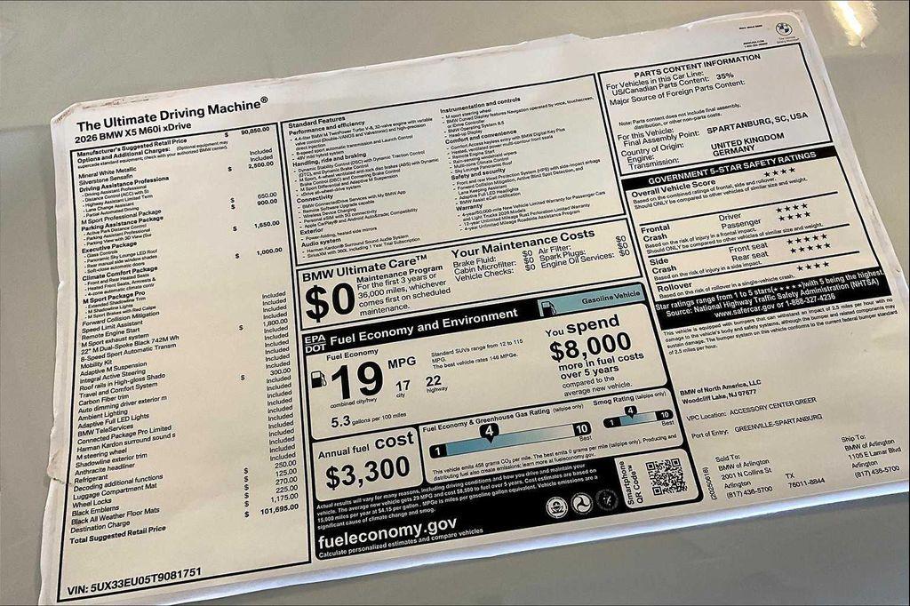 new 2026 BMW X5 car, priced at $101,695