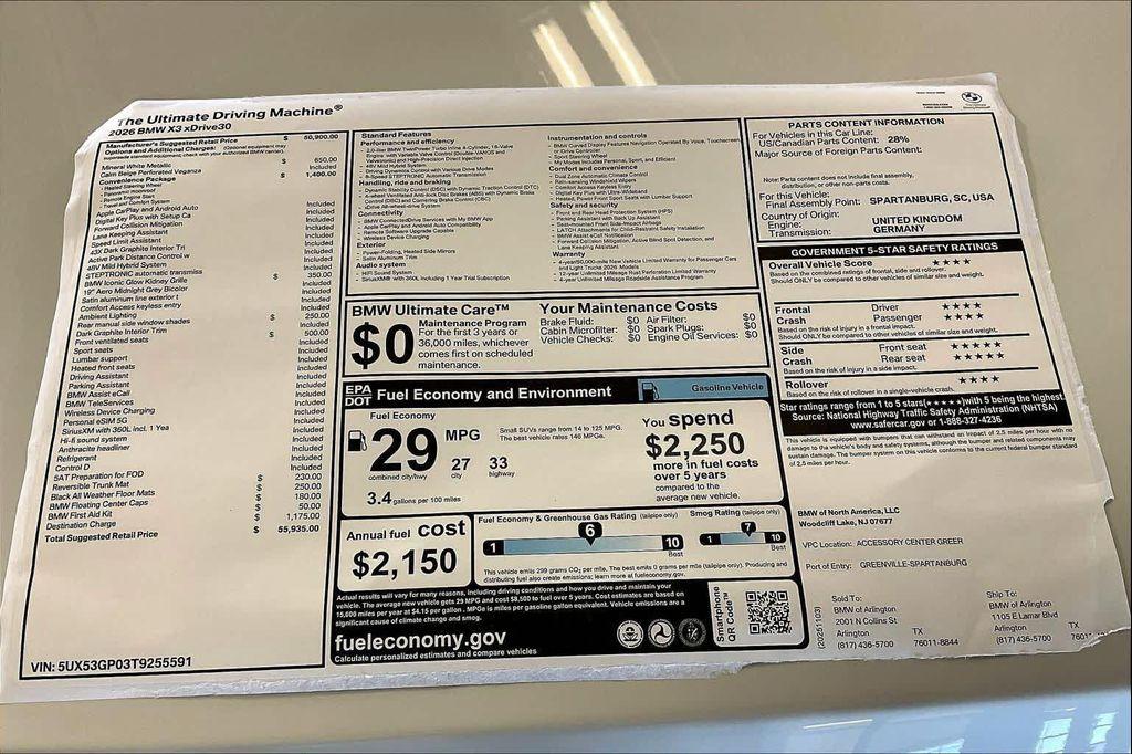 new 2026 BMW X3 car, priced at $55,935