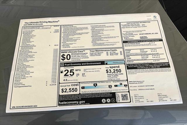 new 2025 BMW X5 car, priced at $81,675
