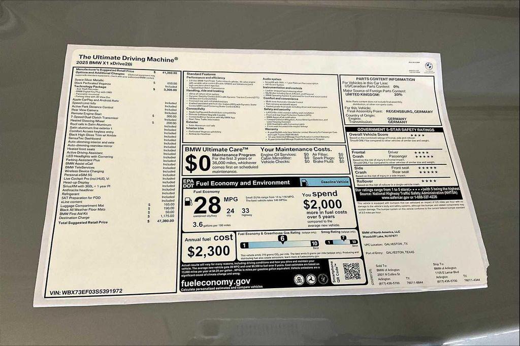 new 2025 BMW X1 car, priced at $47,380