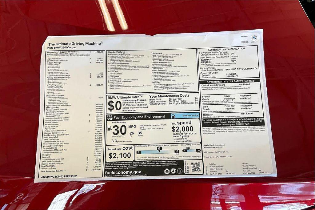 new 2026 BMW 230 car, priced at $53,160