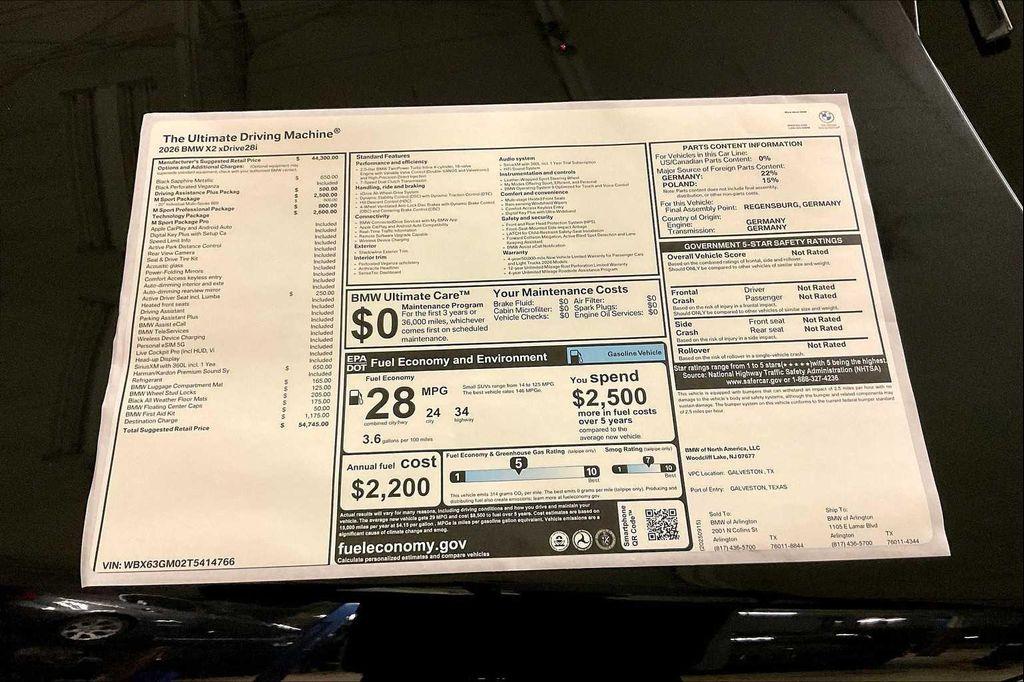 new 2026 BMW X2 car, priced at $54,745