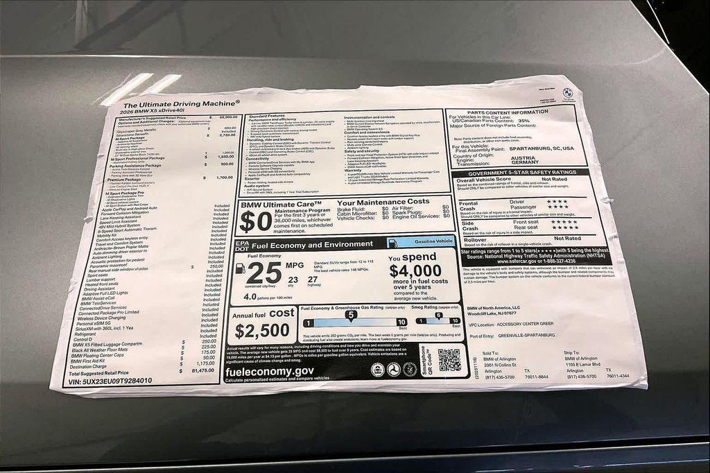 new 2026 BMW X5 car, priced at $81,475