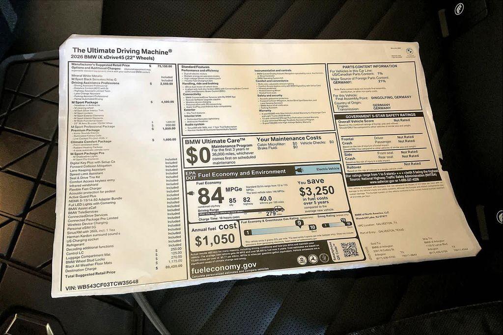 new 2026 BMW iX car, priced at $89,420