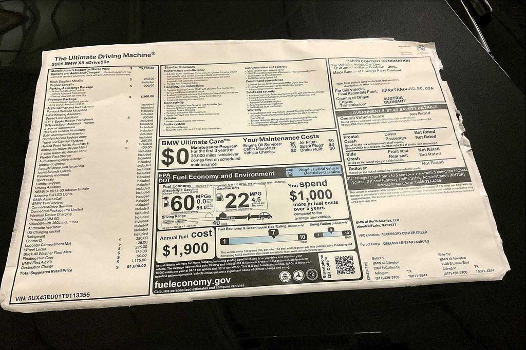new 2026 BMW X5 PHEV car, priced at $81,800