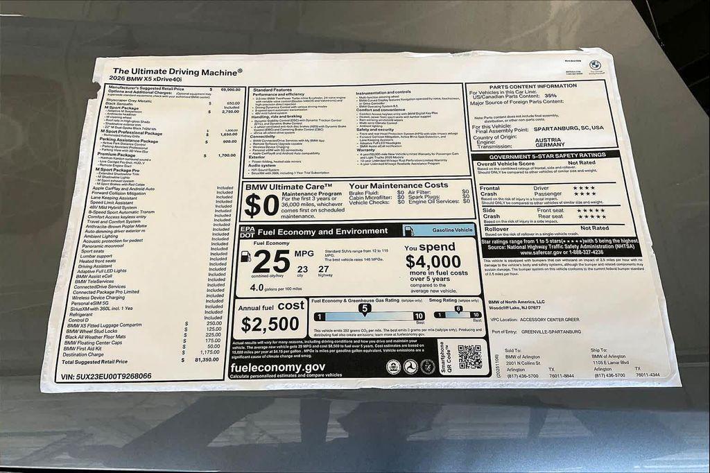 new 2026 BMW X5 car, priced at $81,350