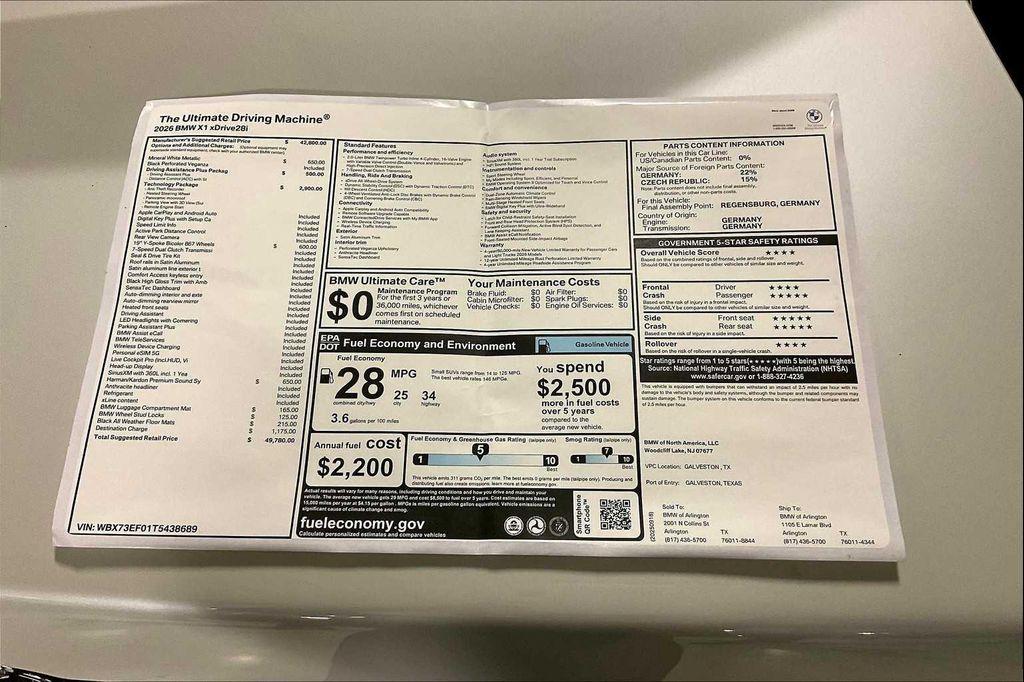 new 2026 BMW X1 car, priced at $49,780