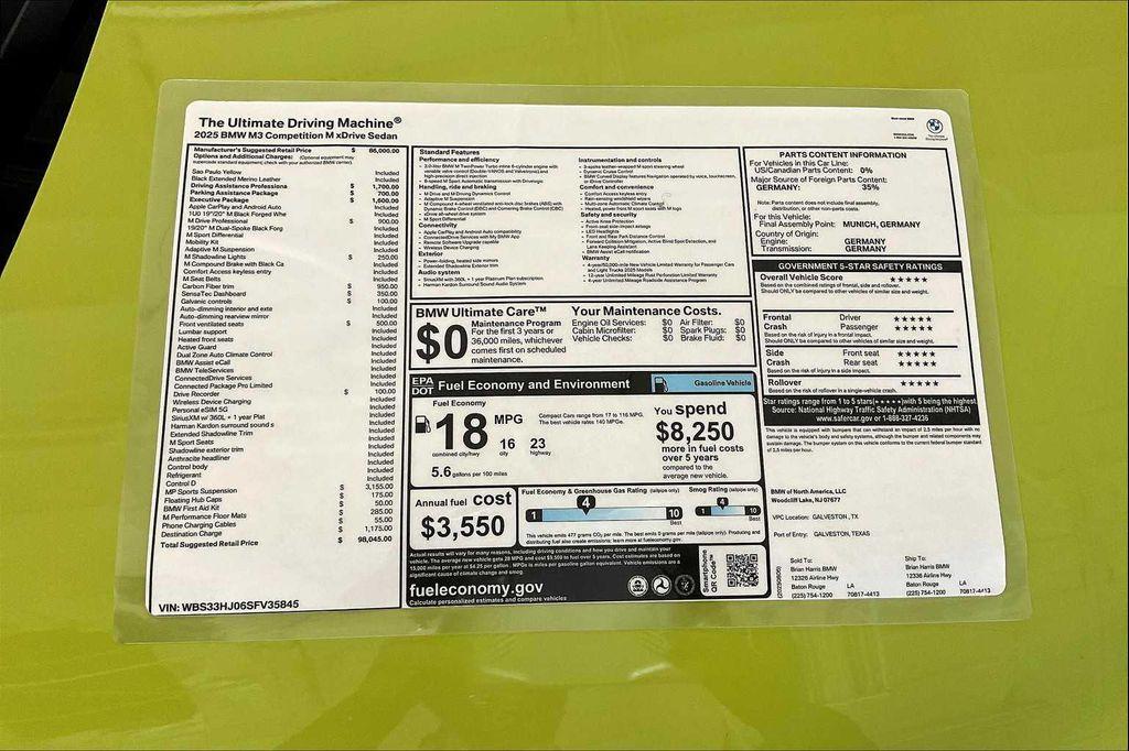 new 2025 BMW M3 car, priced at $98,045