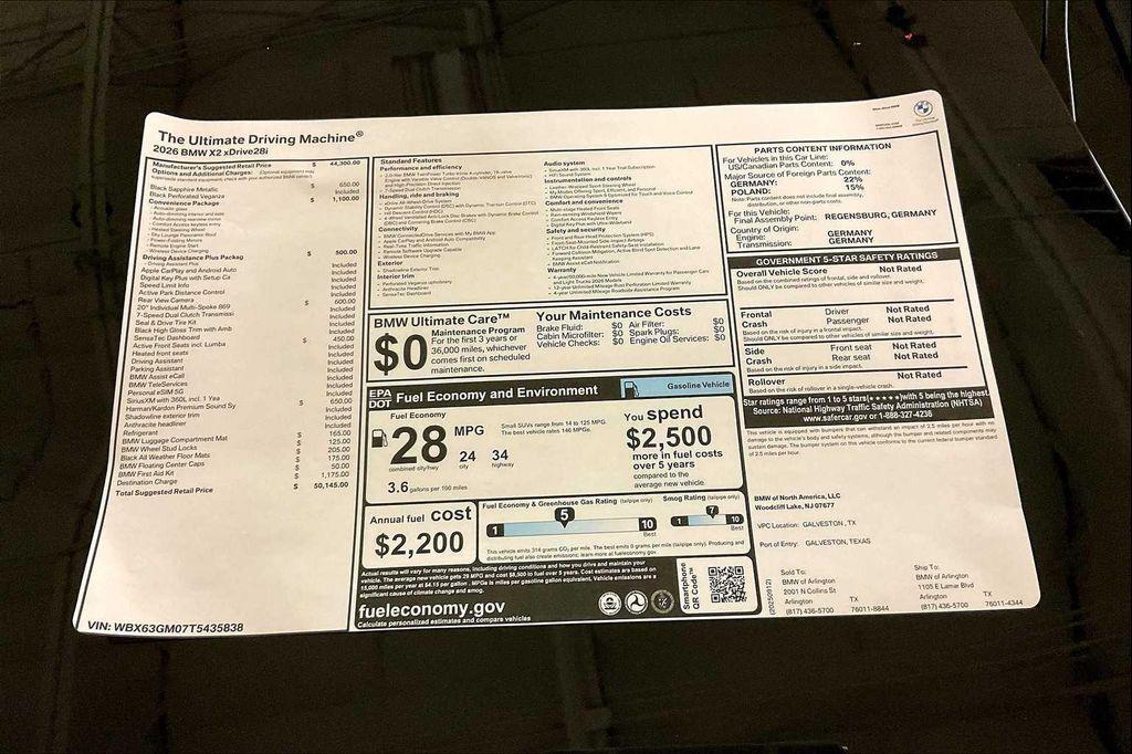 new 2026 BMW X2 car, priced at $50,145