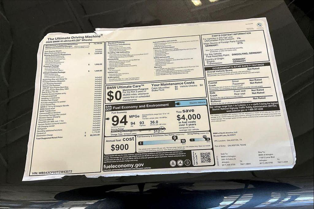 new 2026 BMW iX car, priced at $82,325