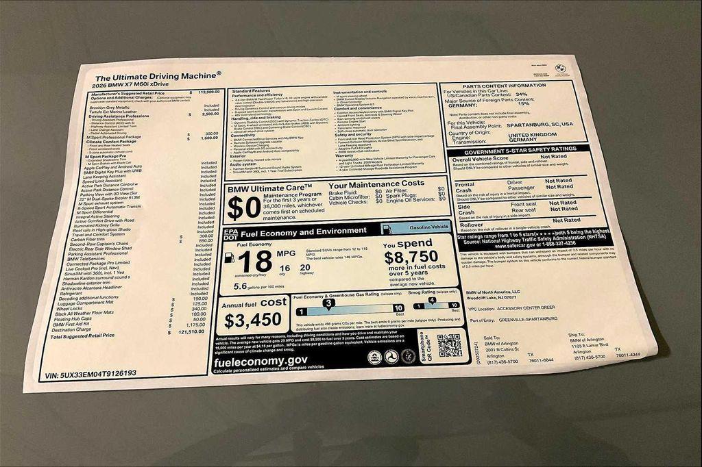 new 2026 BMW X7 car, priced at $121,510