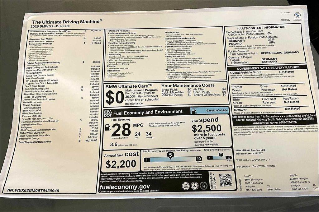 new 2026 BMW X2 car, priced at $49,770