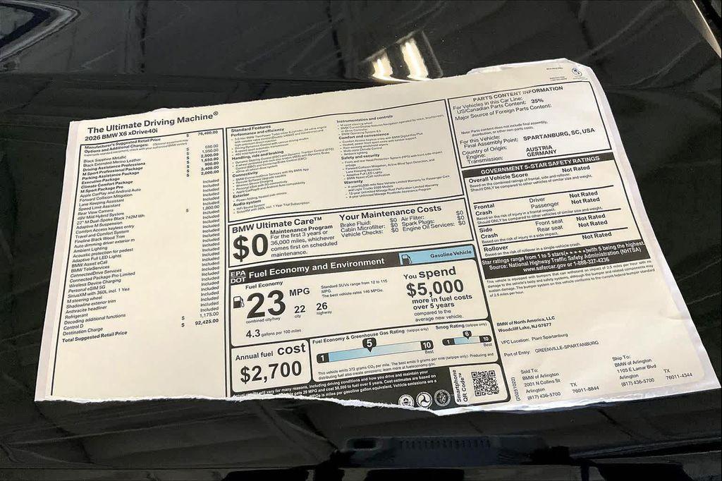 new 2026 BMW X6 car, priced at $93,250