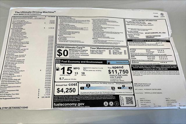 new 2025 BMW X5 M car, priced at $137,155