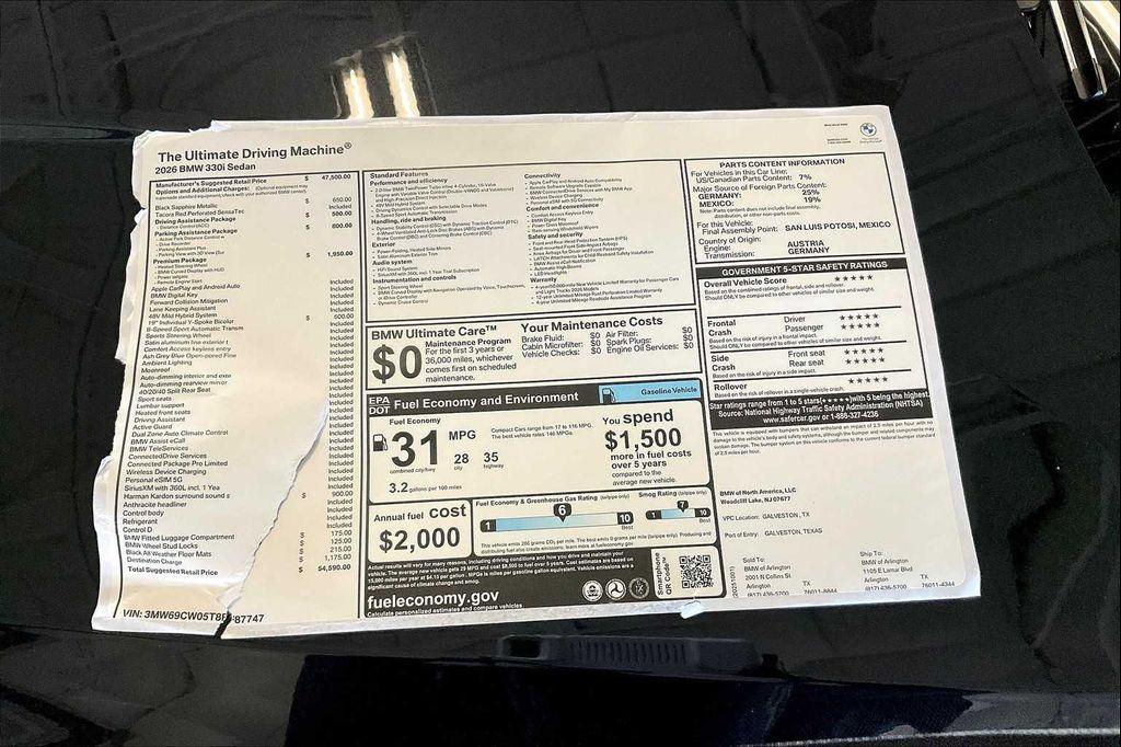 new 2026 BMW 330 car, priced at $54,590