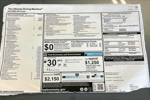 new 2025 BMW 230 car, priced at $50,165