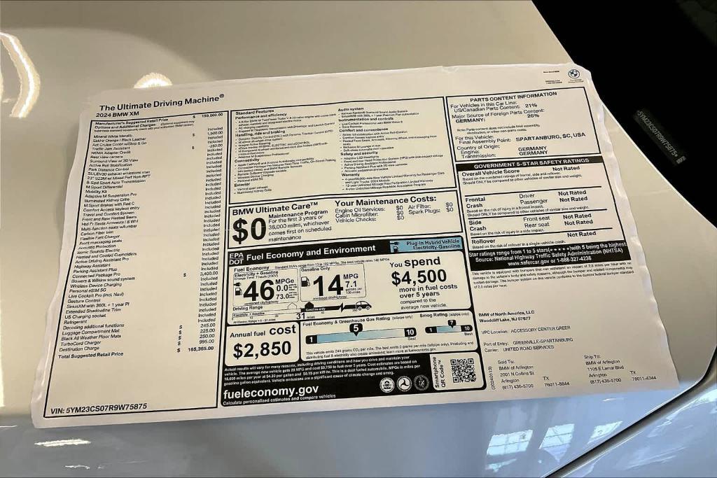 new 2024 BMW XM car, priced at $165,365