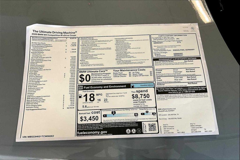 new 2026 BMW M4 car, priced at $99,755