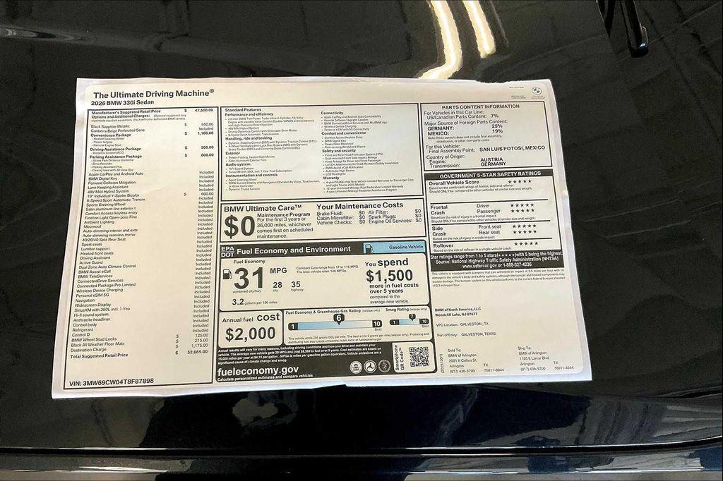 new 2026 BMW 330 car, priced at $52,665