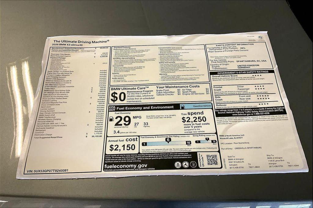 new 2026 BMW X3 car, priced at $59,125