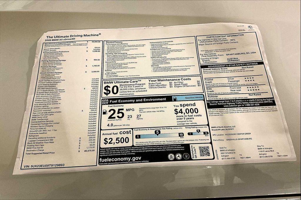 new 2026 BMW X5 car, priced at $80,575