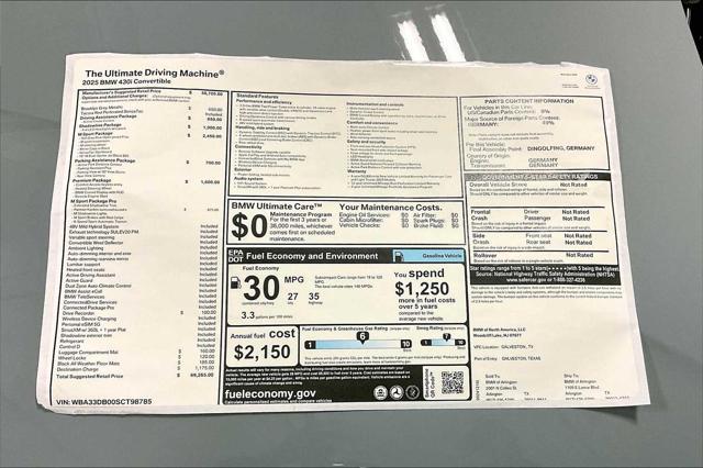 new 2025 BMW 430 car, priced at $69,265