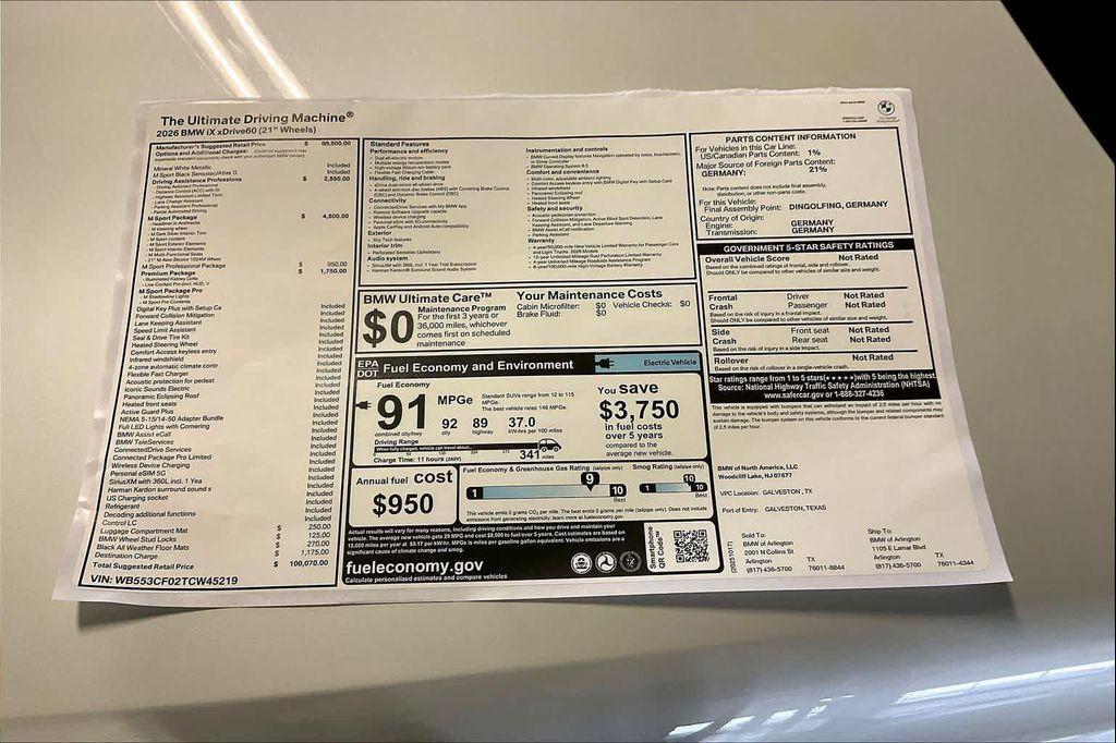 new 2026 BMW iX car, priced at $100,070