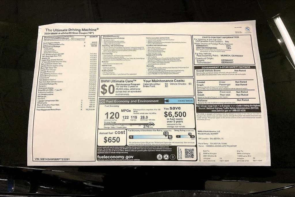 new 2024 BMW i4 Gran Coupe car, priced at $55,215