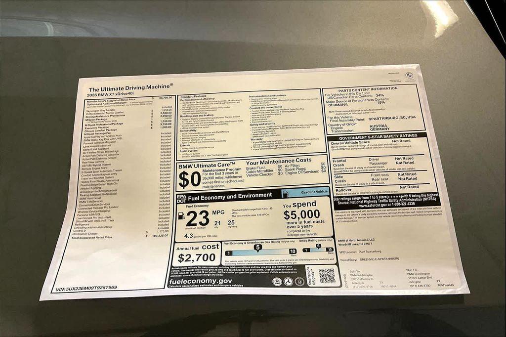 new 2026 BMW X7 car, priced at $104,110