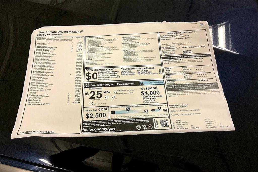 new 2026 BMW X5 car, priced at $79,375