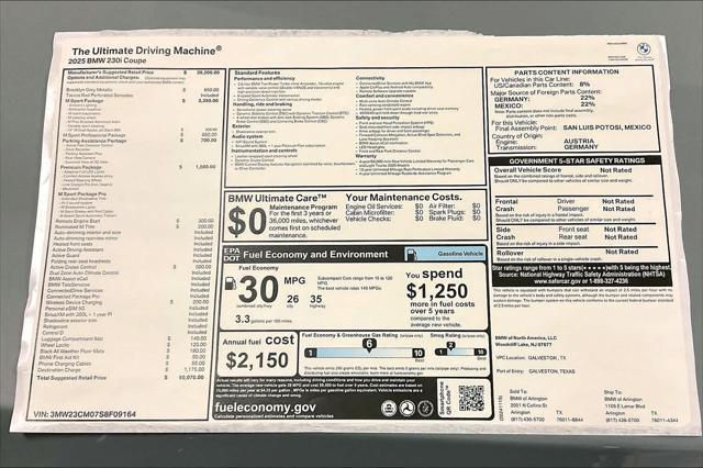 new 2025 BMW 230 car, priced at $50,070