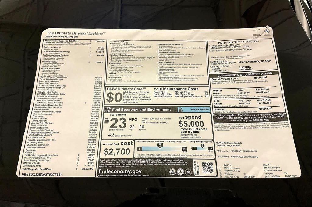 new 2026 BMW X6 car, priced at $83,525