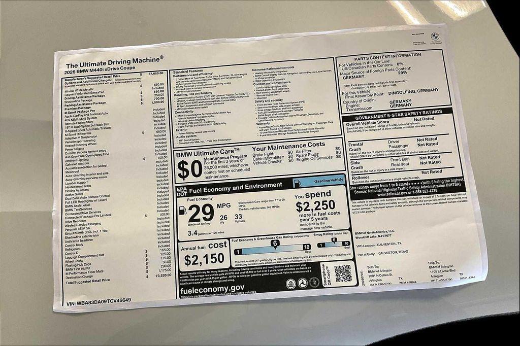 new 2026 BMW M440 car, priced at $73,530