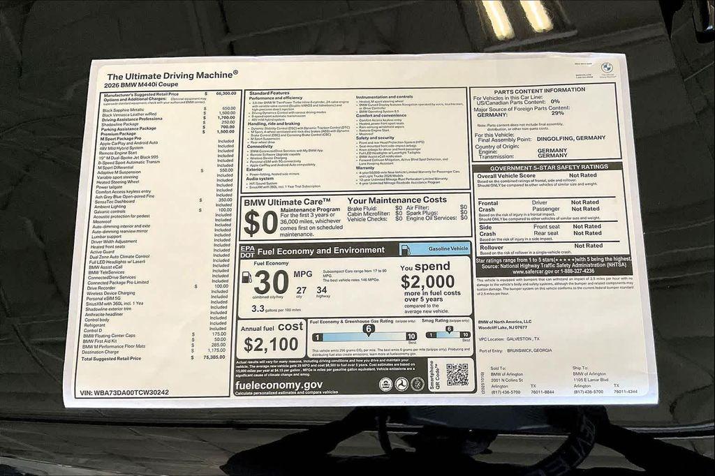 new 2026 BMW M440 car, priced at $75,385
