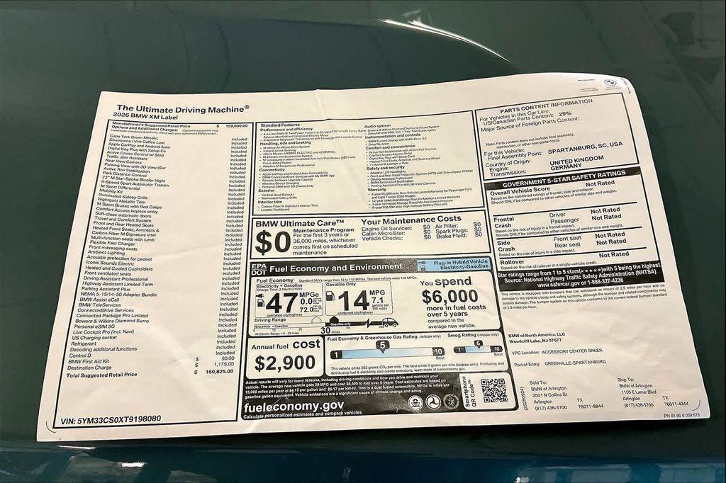 new 2026 BMW XM car, priced at $160,825