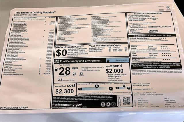 new 2025 BMW X1 car, priced at $46,840