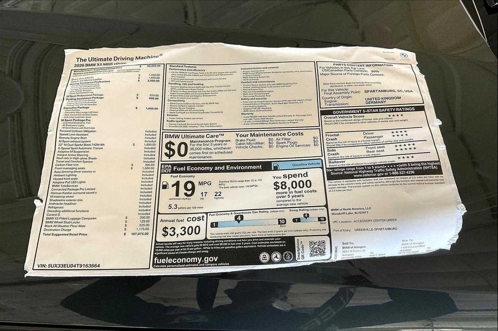 new 2026 BMW X5 car, priced at $107,075