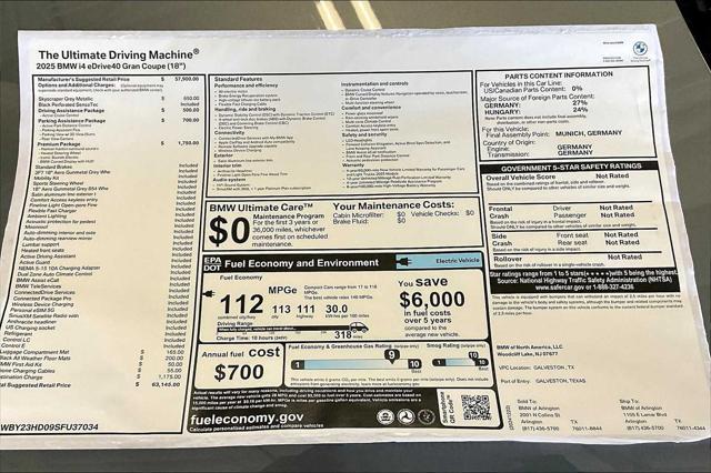 new 2025 BMW i4 Gran Coupe car, priced at $63,145