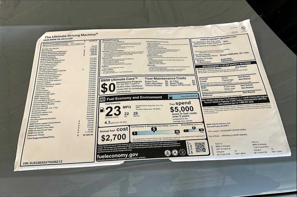 new 2026 BMW X6 car, priced at $87,600